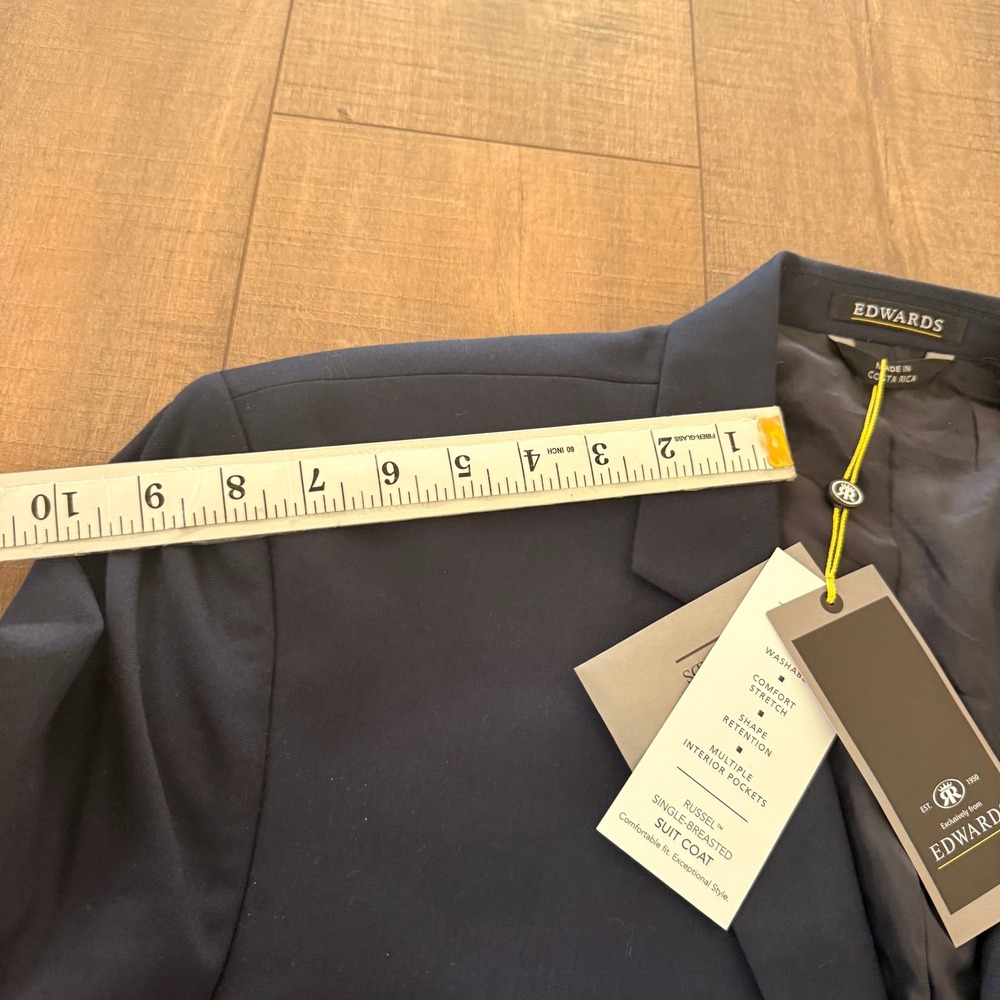 NWT Edwards Suit Jacket Mens 48 R Navy Blue Wool Blend Russel Comfort Stretch - Picture 10 of 13